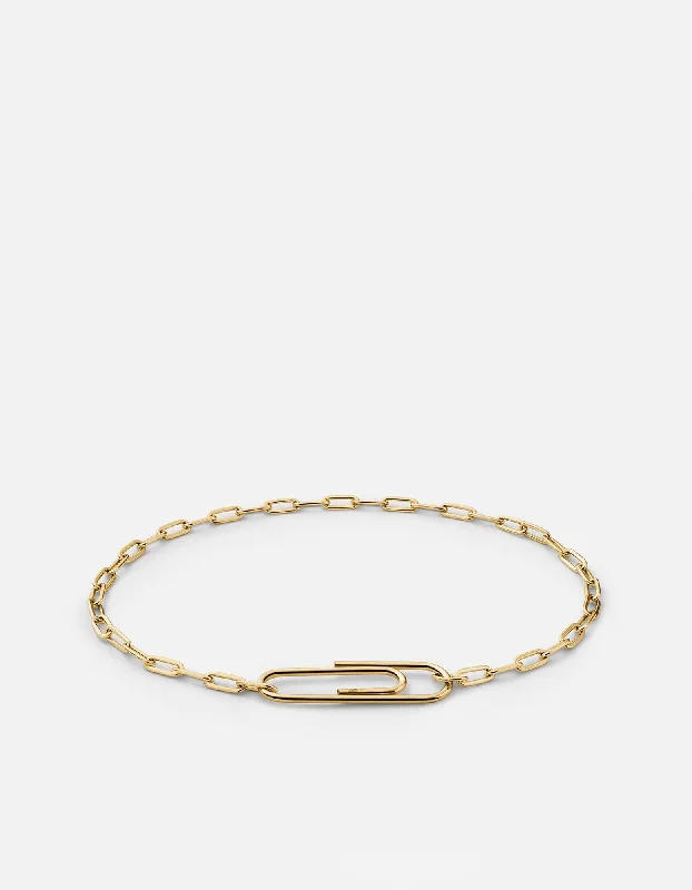 women's bracelets bold and stylish -Volt Link Paper Clip Bracelet, Gold Vermeil