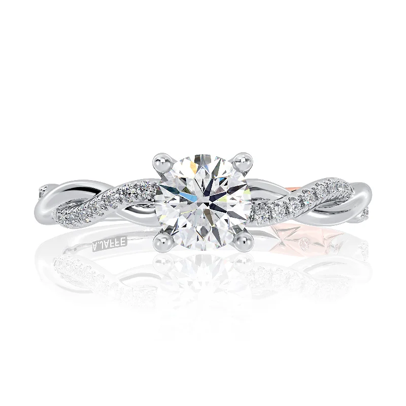 women's engagement rings vintage style -Twisted Shank Diamond Engagement Ring