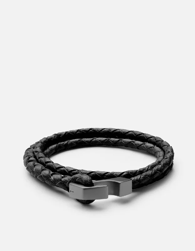 women's bracelets personalized name -Ipsum Wrap, Matte Black Rhodium