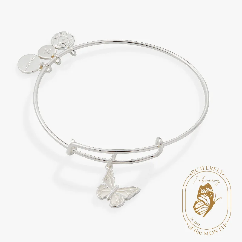 women's bracelets eco-friendly -Pearlized Butterfly Charm Bangle