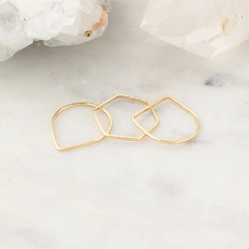 women's rings emerald -The Geometric Stacking Ring Set | 14K Yellow Gold