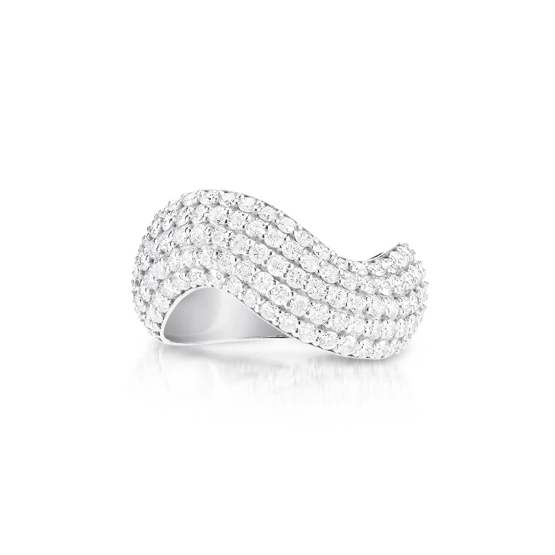 women's rings platinum -Wave Ring