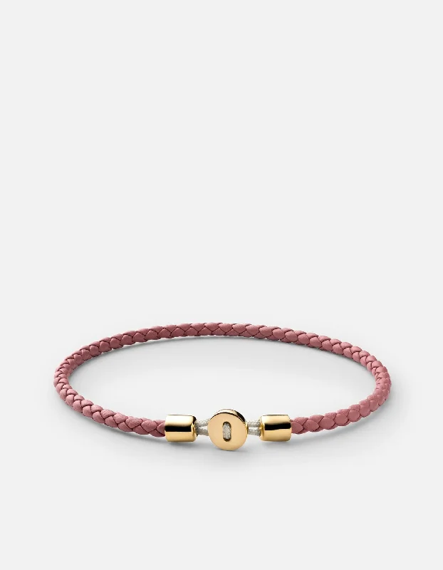 women's bracelets trendy look -Nexus Leather Bracelet, Gold Vermeil