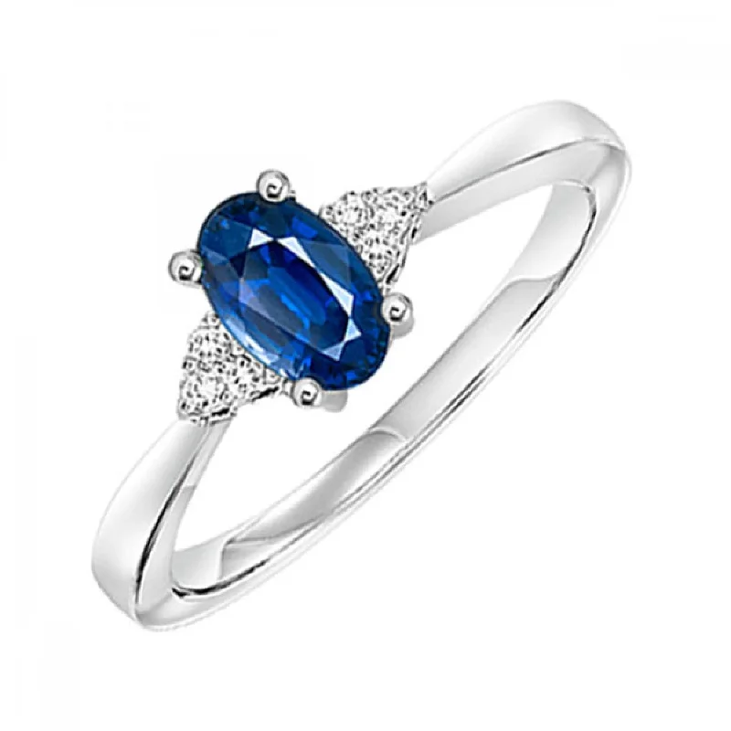 10KT White Gold Birthstone Ring - Sapphire- September