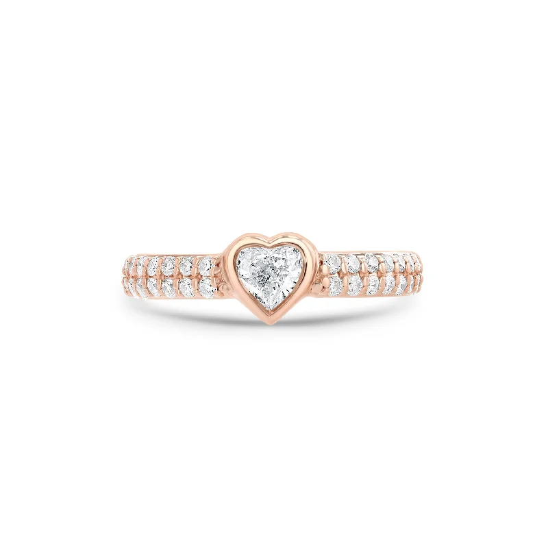 women's rings dainty look -Heart Diamant Ring