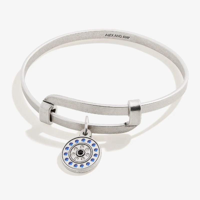 women's bracelets with diamond accents -Motivation Evil Eye Charm Bangle