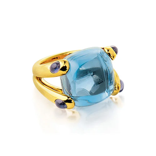 women's rings large carat size -Candy Ring in Blue Topaz and Iolite