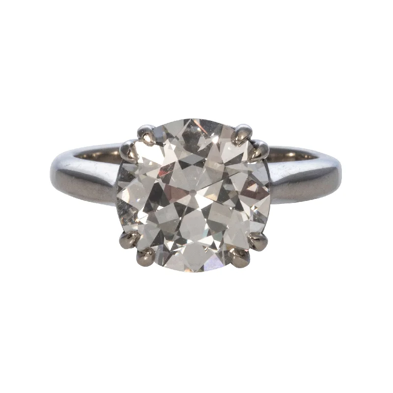 women's engagement rings floral design -Estate 3.21ct Old Transitional Cut Diamond Solitaire Engagement Ring