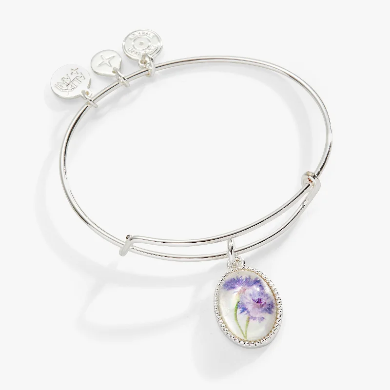 women's bracelets crystal charm -Printed Flower 'Daughter' Charm Bangle