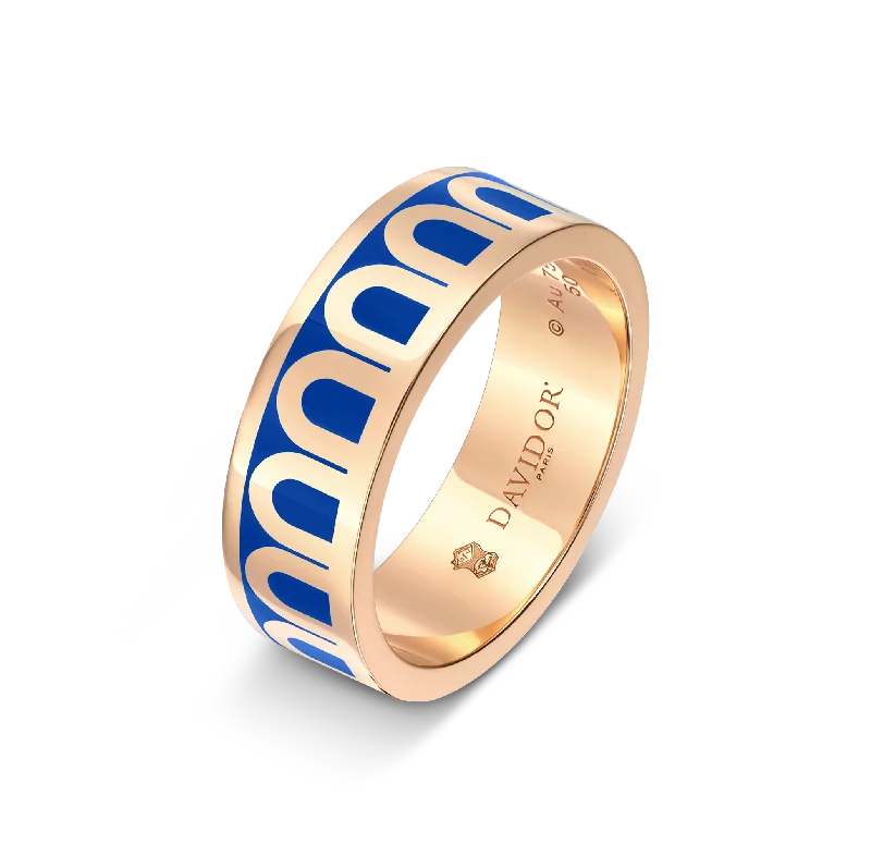 women's rings floral design -L'Arc de DAVIDOR Ring MM, 18k Rose Gold with Riviera Lacquered Ceramic