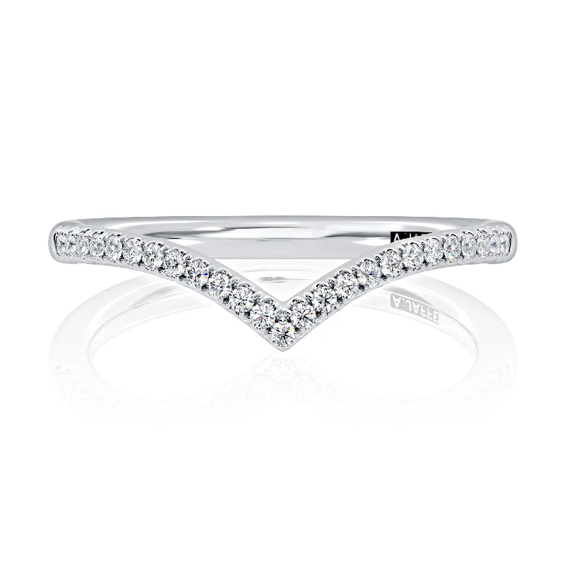 women's engagement rings radiant cut -Curved Diamond Wedding Band