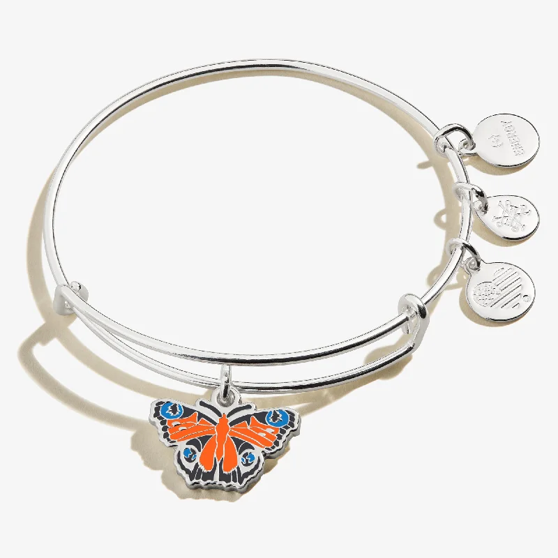 women's bracelets adjustable clasp -Peacock Butterfly Charm Bangle