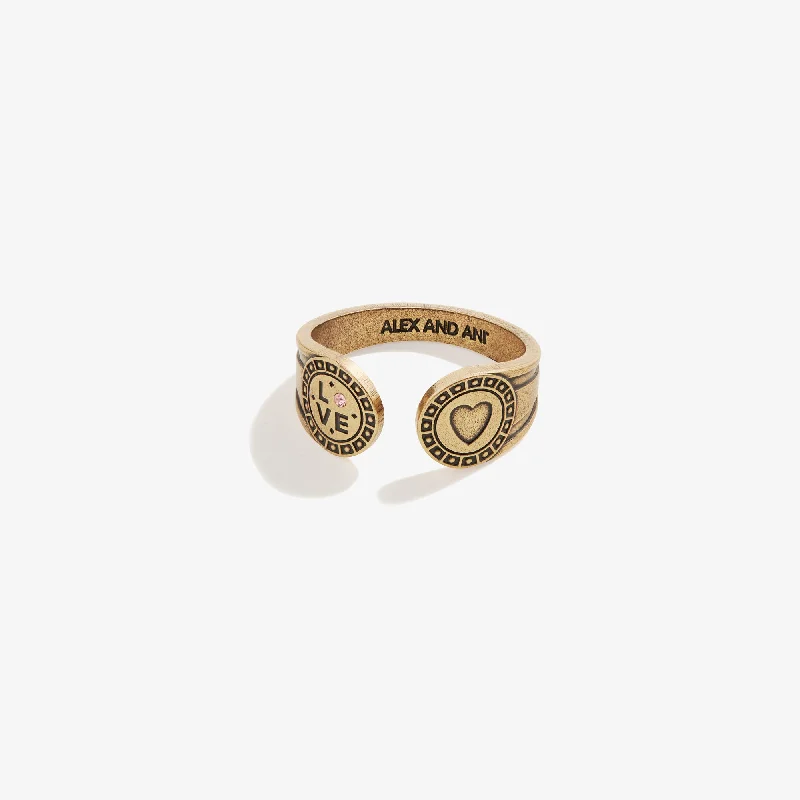 women's rings floral engraving -Heart Motivation Ring Wrap