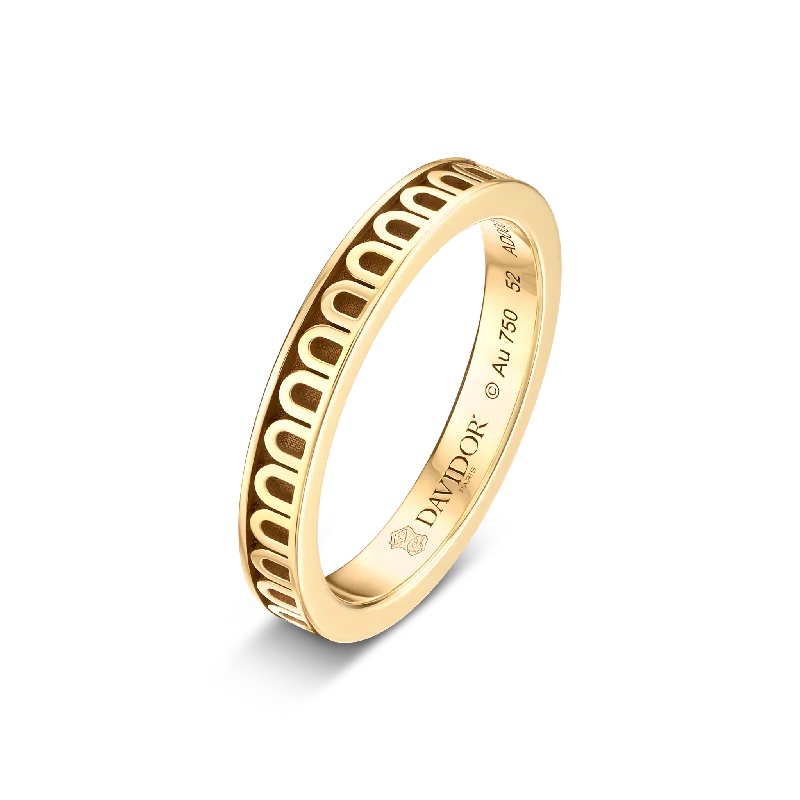 women's rings round cut -L'Arc de DAVIDOR Ring PM, 18k Yellow Gold with Satin Finish