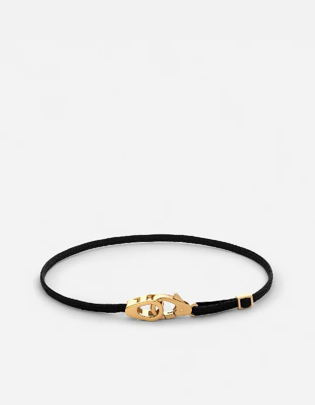 women's bracelets moon design -Caden Pull Bracelet, Gold Vermeil/Black