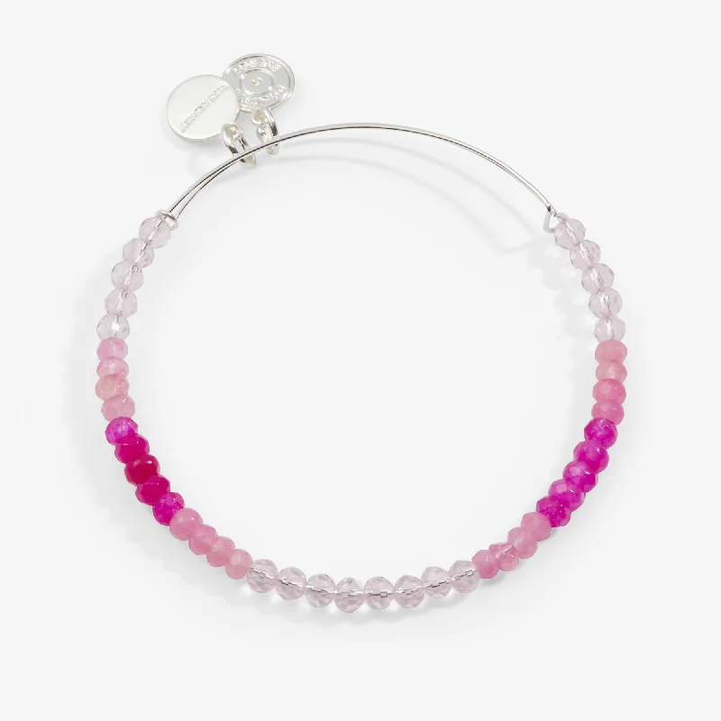 women's bracelets elegant touch -Ombre Faceted Stone Beaded Charm Bangle, Pink