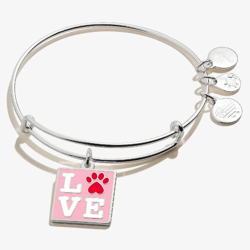 women's bracelets waterproof jewelry -Stamp of Love Paw Charm Bangle Bracelet