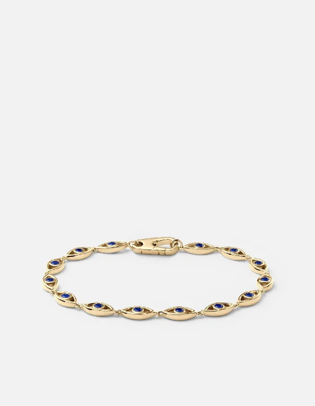 women's bracelets moissanite -Evil Eye Bracelet, Gold Vermeil/Spinels