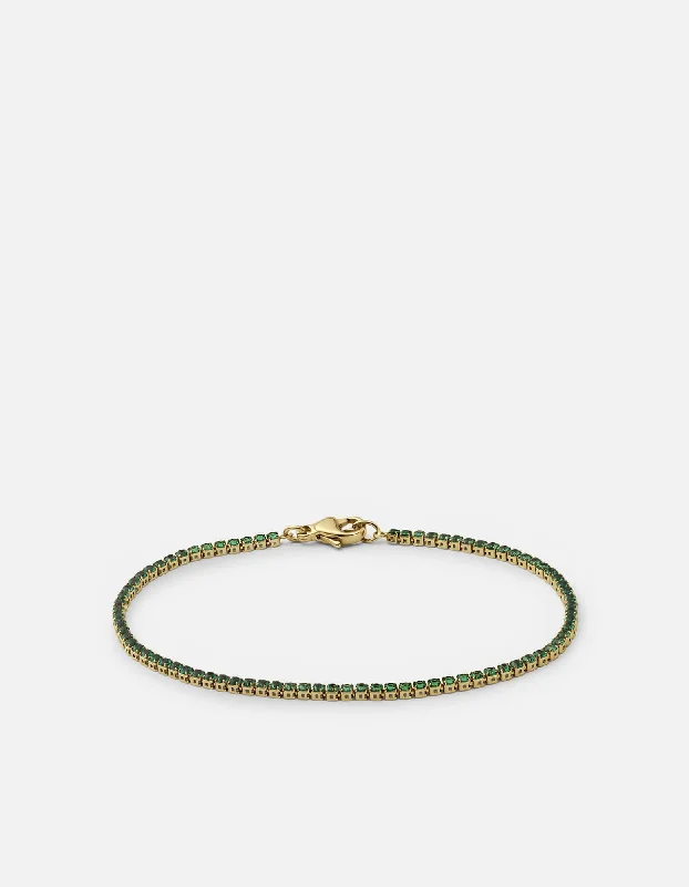 women's bracelets stackable set -Mirai Micro Tennis Bracelet, Gold Vermeil/Emeralds