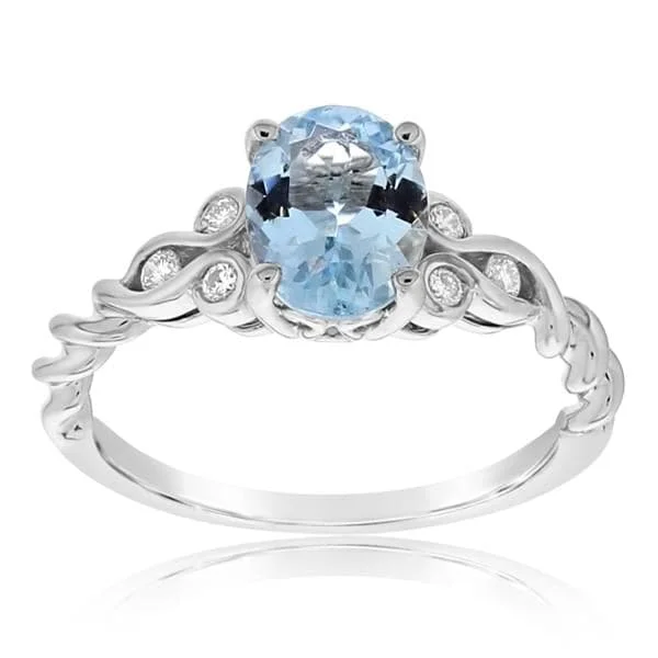 women's engagement rings romantic heart cut -Aquamarine & Diamond Ring