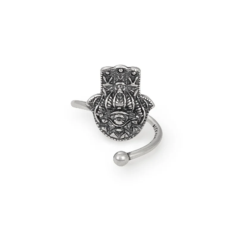 women's rings handcrafted masterpiece -Hamsa Ring Wrap