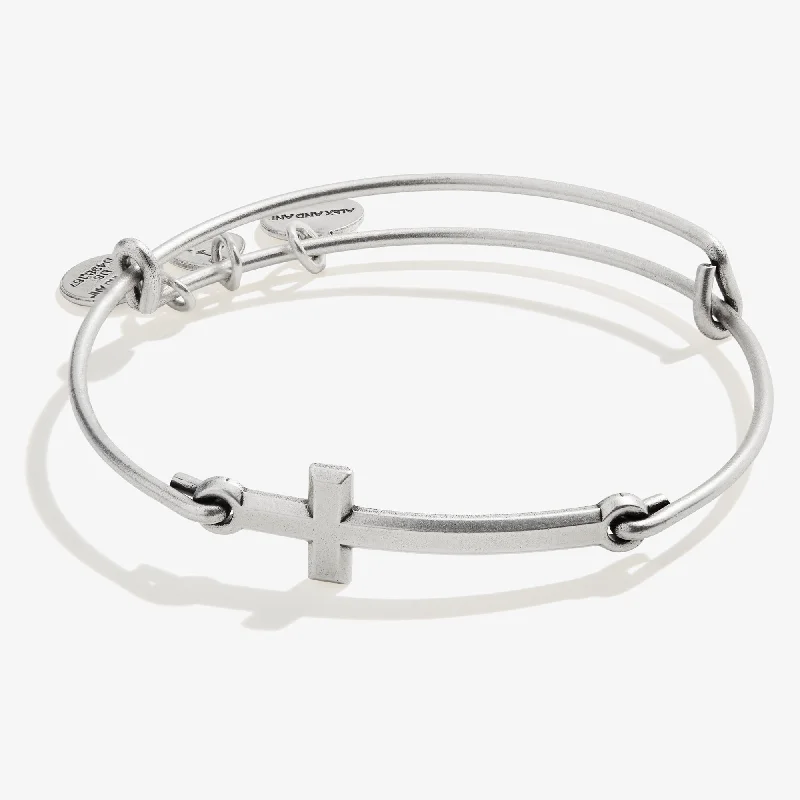 women's bracelets fine jewelry -Spiritual Armor Cross Inline Charm Bangle