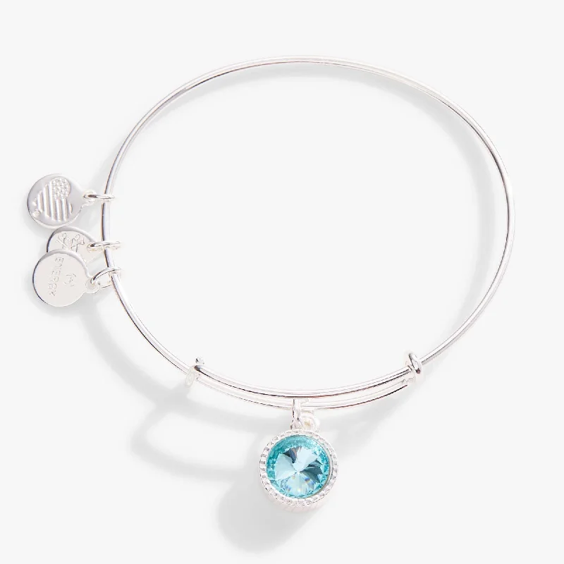 women's bracelets best gift for her -March Birthstone Charm Bangle, Aquamarine