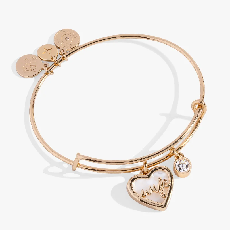 women's bracelets handmade design -Mother of Pearl Wife Heart Bangle