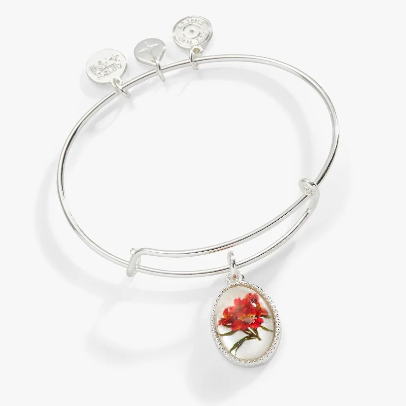 women's bracelets elegant touch -Printed Flower 'Sister' Charm Bangle