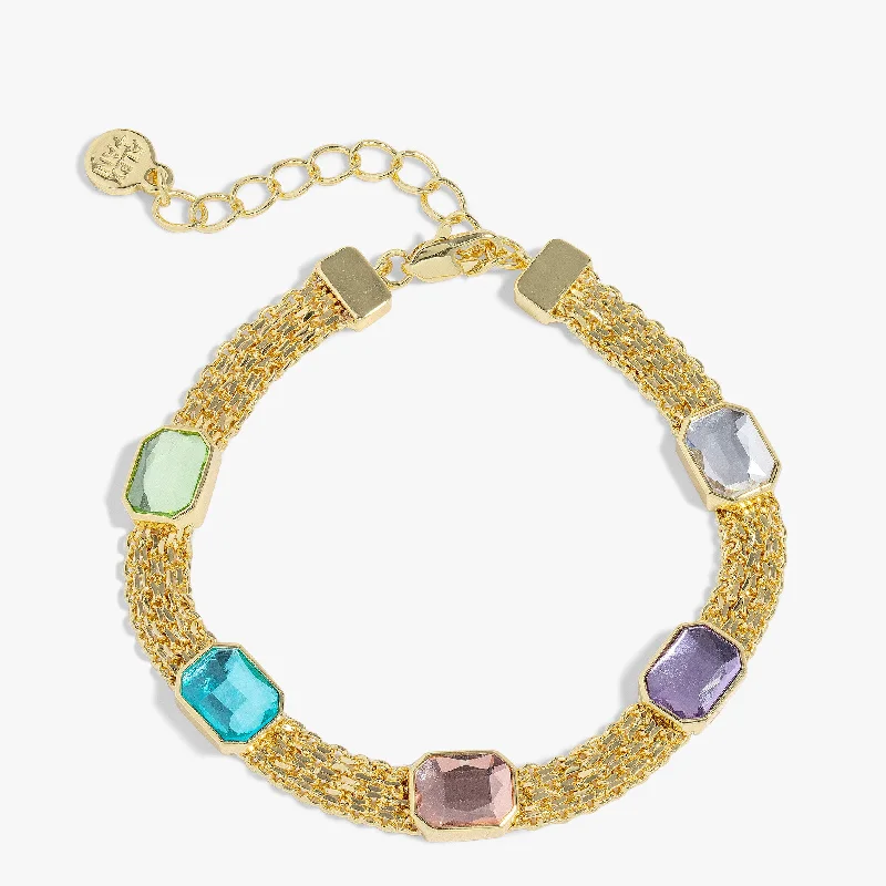 women's bracelets designer brand -Pastel Crystal Mesh Bracelet