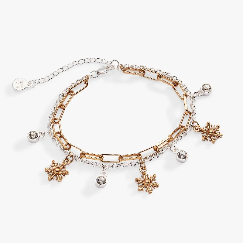 women's bracelets perfect stacking set -Snowflake Charm Bracelet