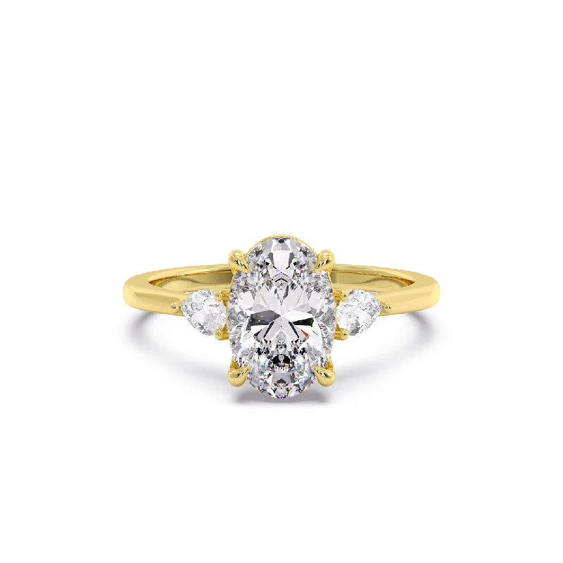 women's engagement rings with side stones -Teresa Triad Engagement Ring