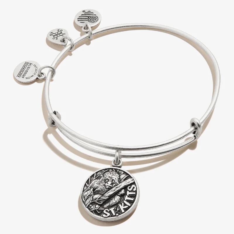 women's bracelets floral engraving -St. Kitts Charm Bangle