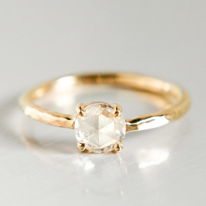 women's engagement rings unique craftsmanship -Rose-Cut White Diamond Ring in 14k Yellow Gold