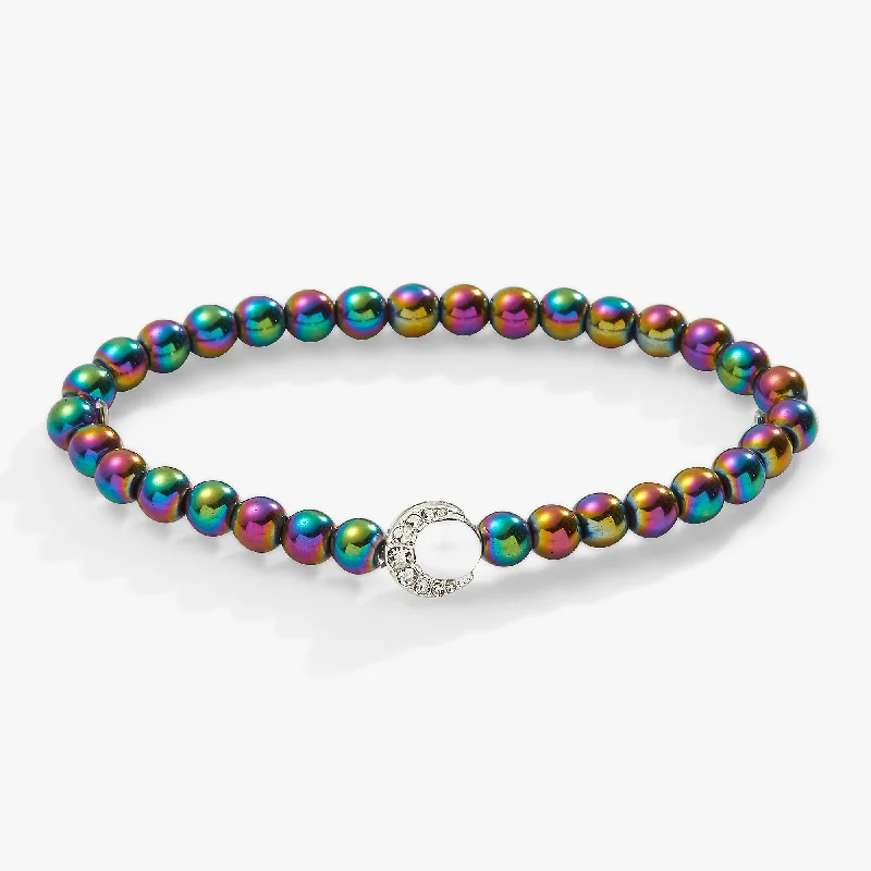 women's bracelets fashionable yet simple -Rainbow Hematite Stretch Bracelet