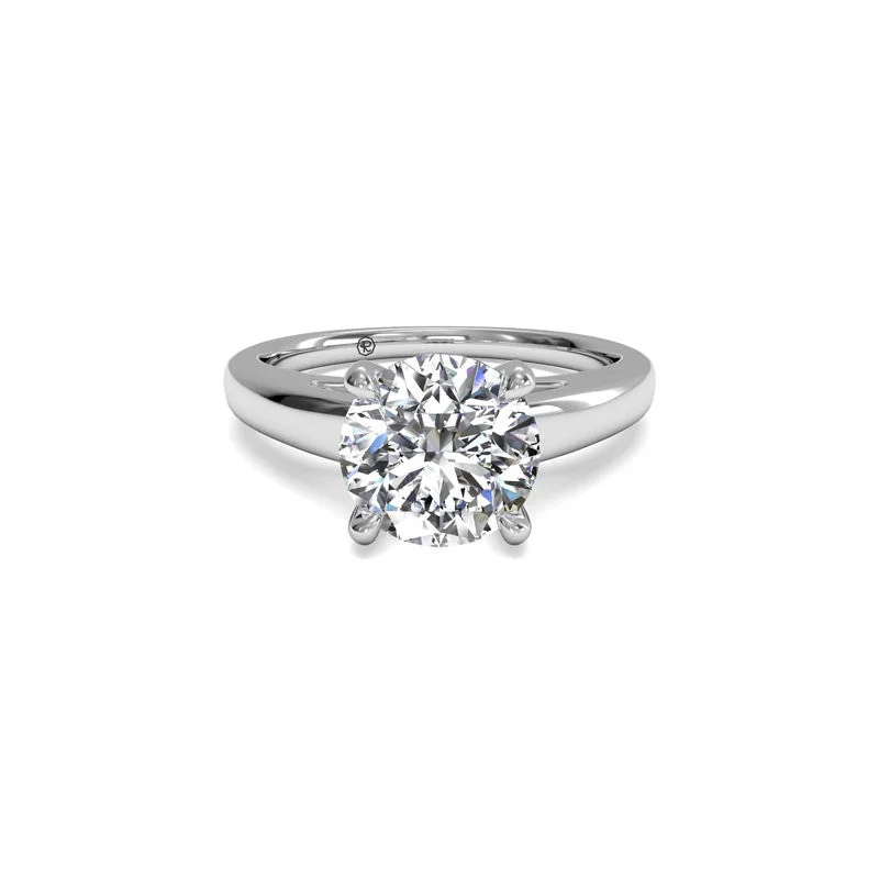 women's engagement rings split shank -Solitaire Cathedral Surprise Diamond Round Engagement Ring