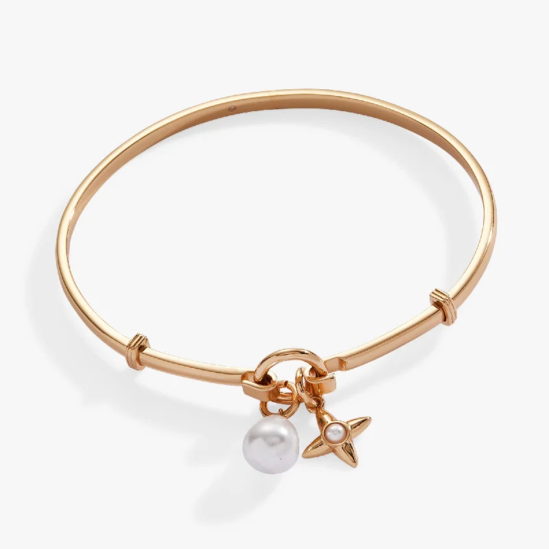 women's bracelets multi-layer chains -Pearl Star Duo Tension Bangle