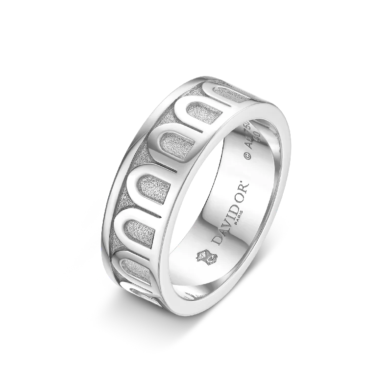 women's rings dainty look -L'Arc de DAVIDOR Ring MM, 18k White Gold with Satin Finish