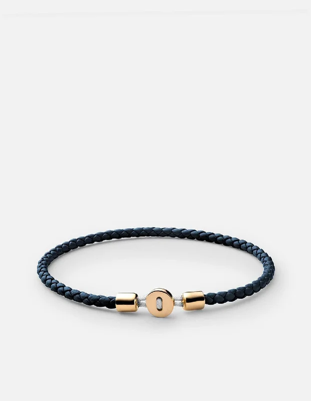 women's bracelets engagement gift -Nexus Leather Bracelet, Gold Vermeil