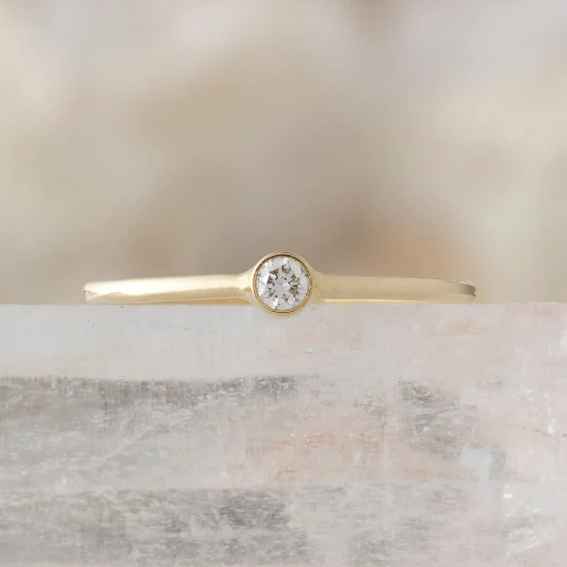 women's rings modern design -The Teensy Custom White Diamond Stacking Ring | 14K Yellow Gold