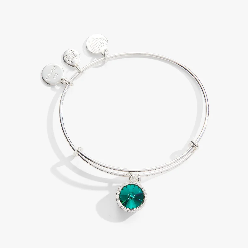 women's bracelets opal charm -May Birthstone Charm Bangle, Emerald