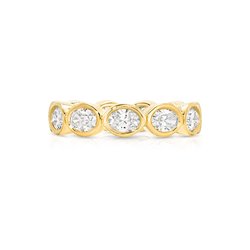 women's rings baguette accents -East West Bezel Oval Eternity Band