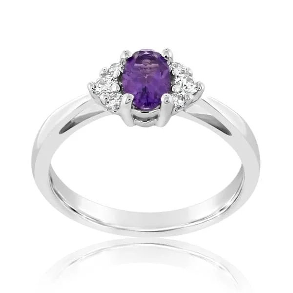 women's engagement rings solitaire -Amethyst & Diamond Ring