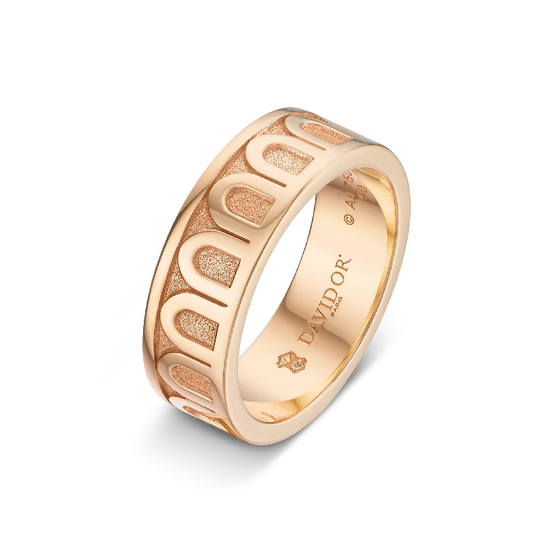 women's rings minimalist style -L'Arc de DAVIDOR Ring MM, 18k Rose Gold with Satin Finish