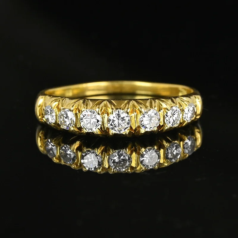 women's engagement rings unique design -Vintage 18K Gold Seven Stone .50 CTW Diamond Ring Band