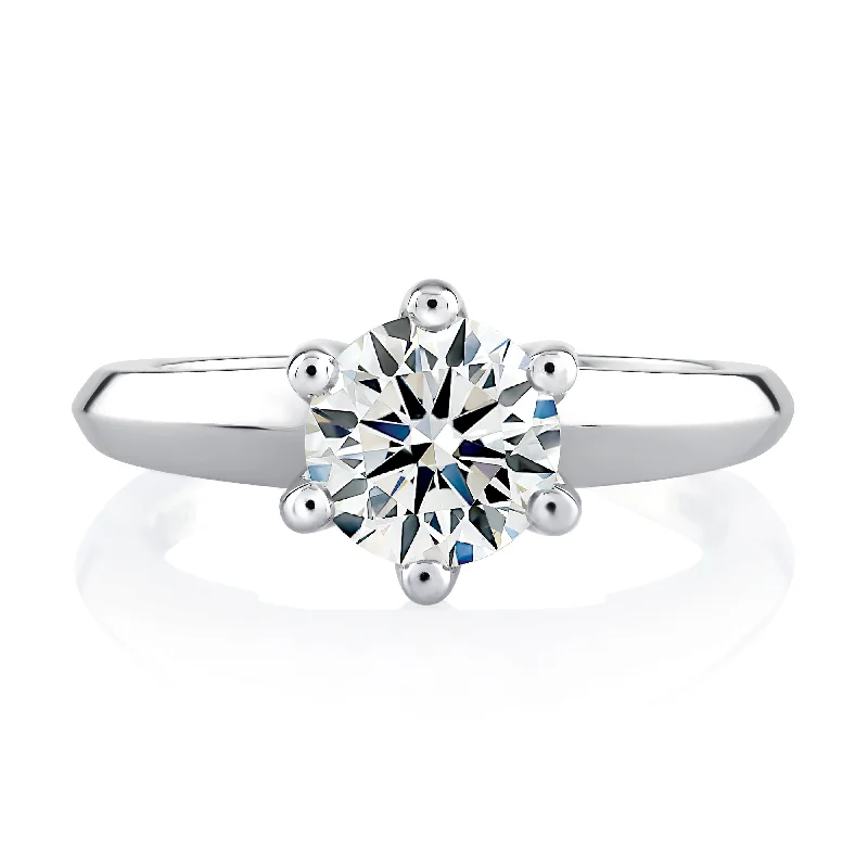 women's engagement rings floral design -Classic Six Prong Solitaire Engagement Ring