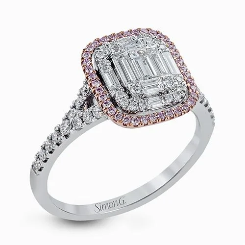 women's rings art deco -18K Mosaic Princess Halo Ring