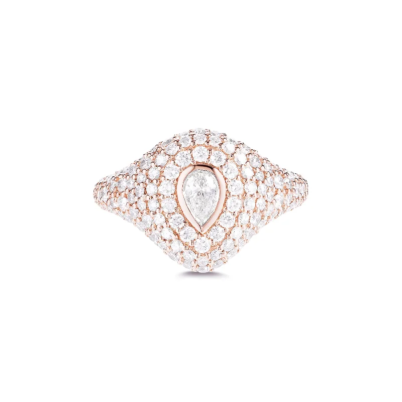 women's rings with hidden gem -Pear Bling Pinky Ring