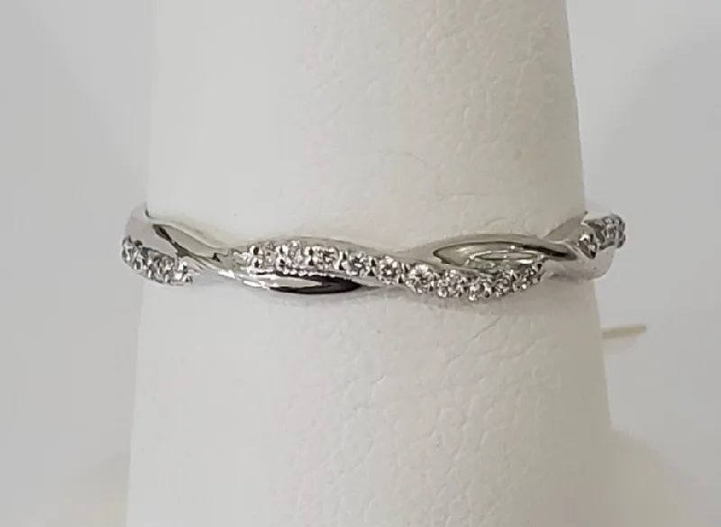 women's rings marquise cut -14kt White Gold Diamond Twist Stackable Band