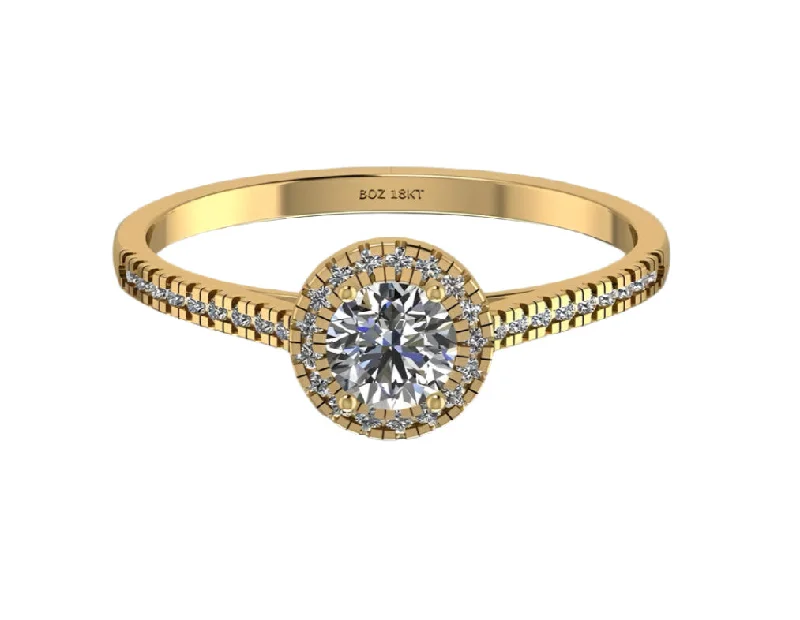 women's engagement rings tension setting -Thelma Round Cut Natural Diamond Engagement Ring in 18k Gold